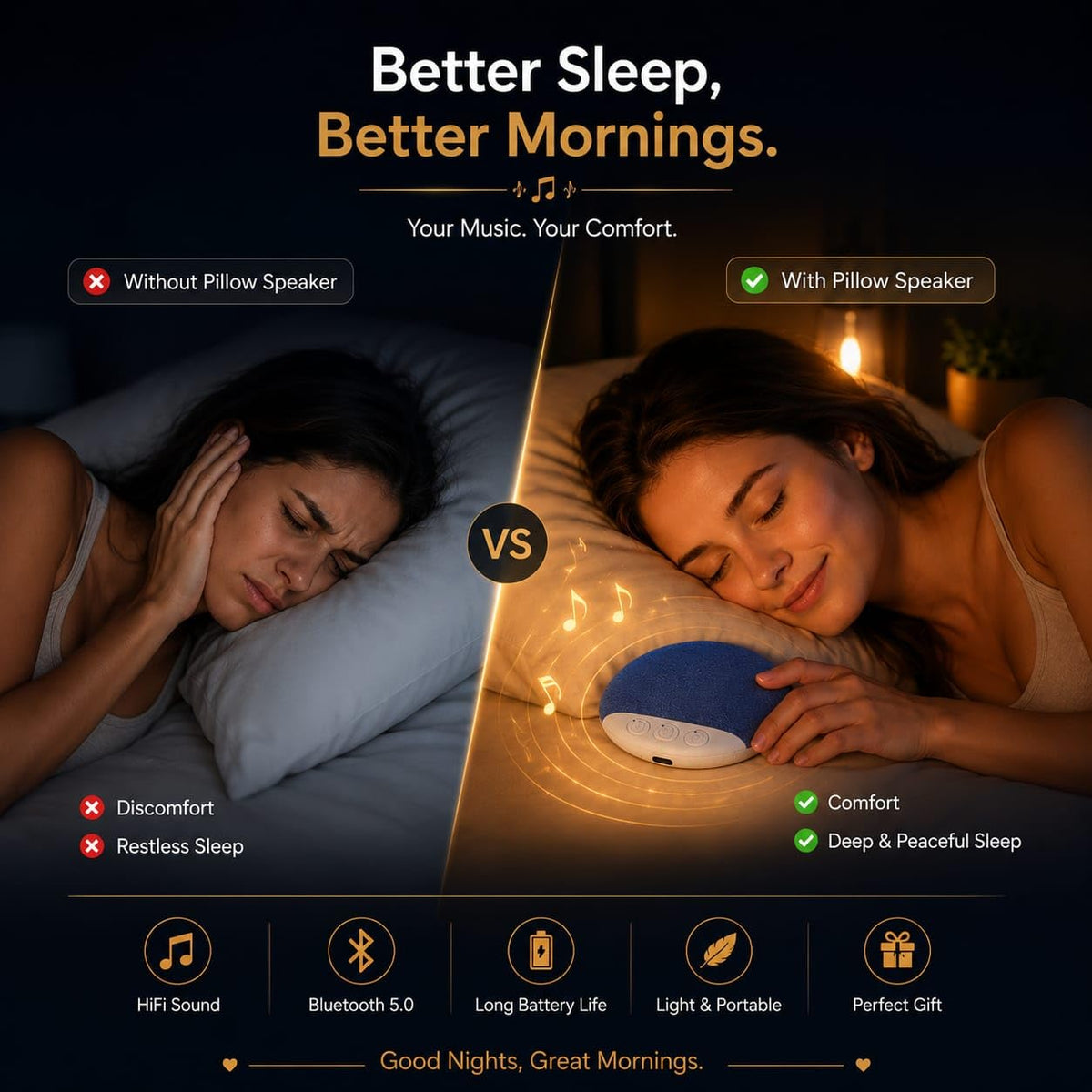 🎧 Avenro PillowSound™ — Bluetooth Pillow Speaker